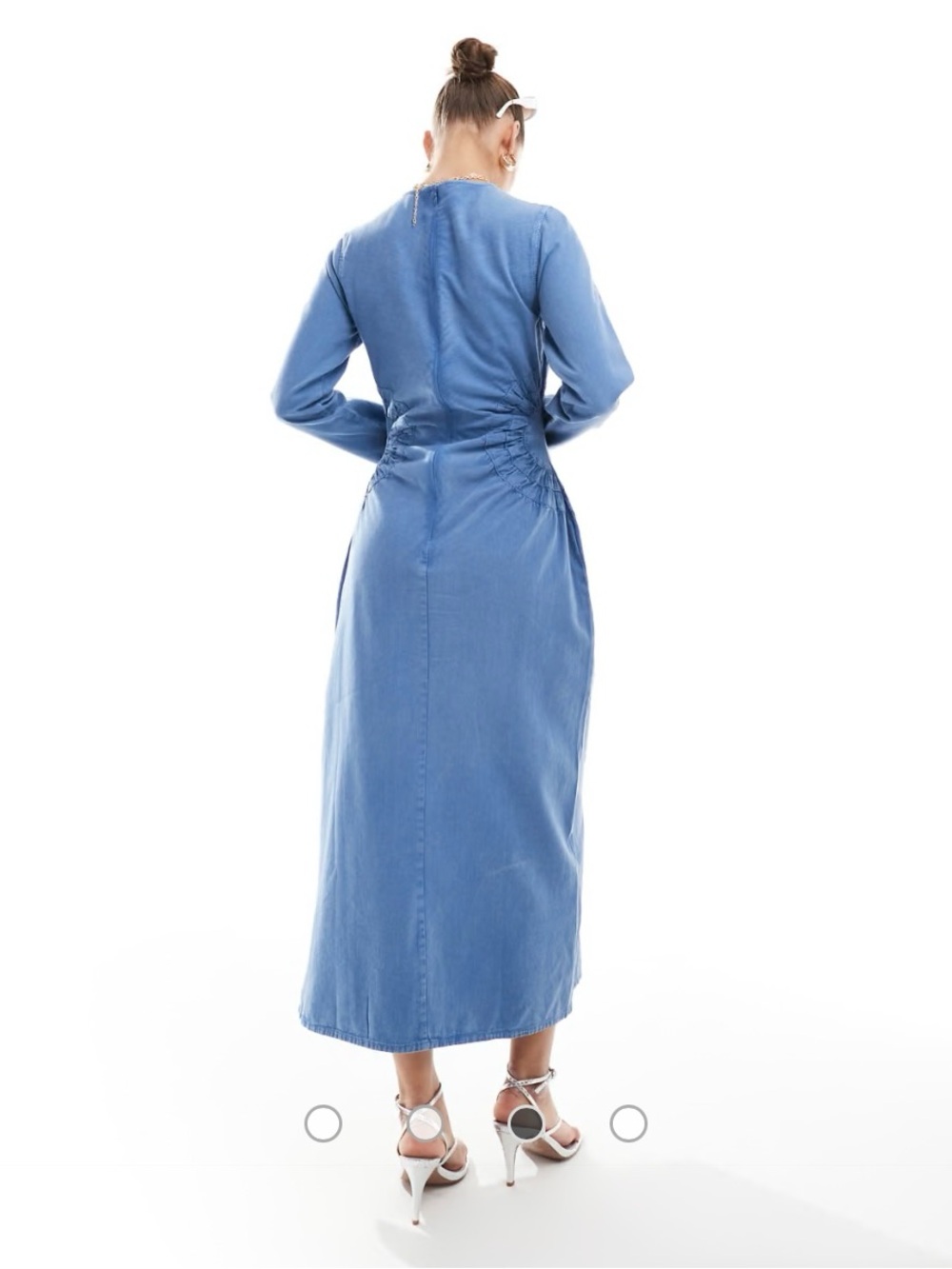 ASOS DESIGN washed twill midi dress in denim blue acid wash size 10 NWT - Picture 4 of 12